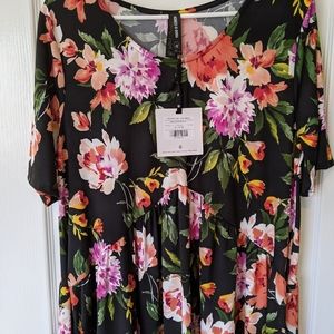 NWT Agnes & Dora XL Black Coral Floral Muse Dress